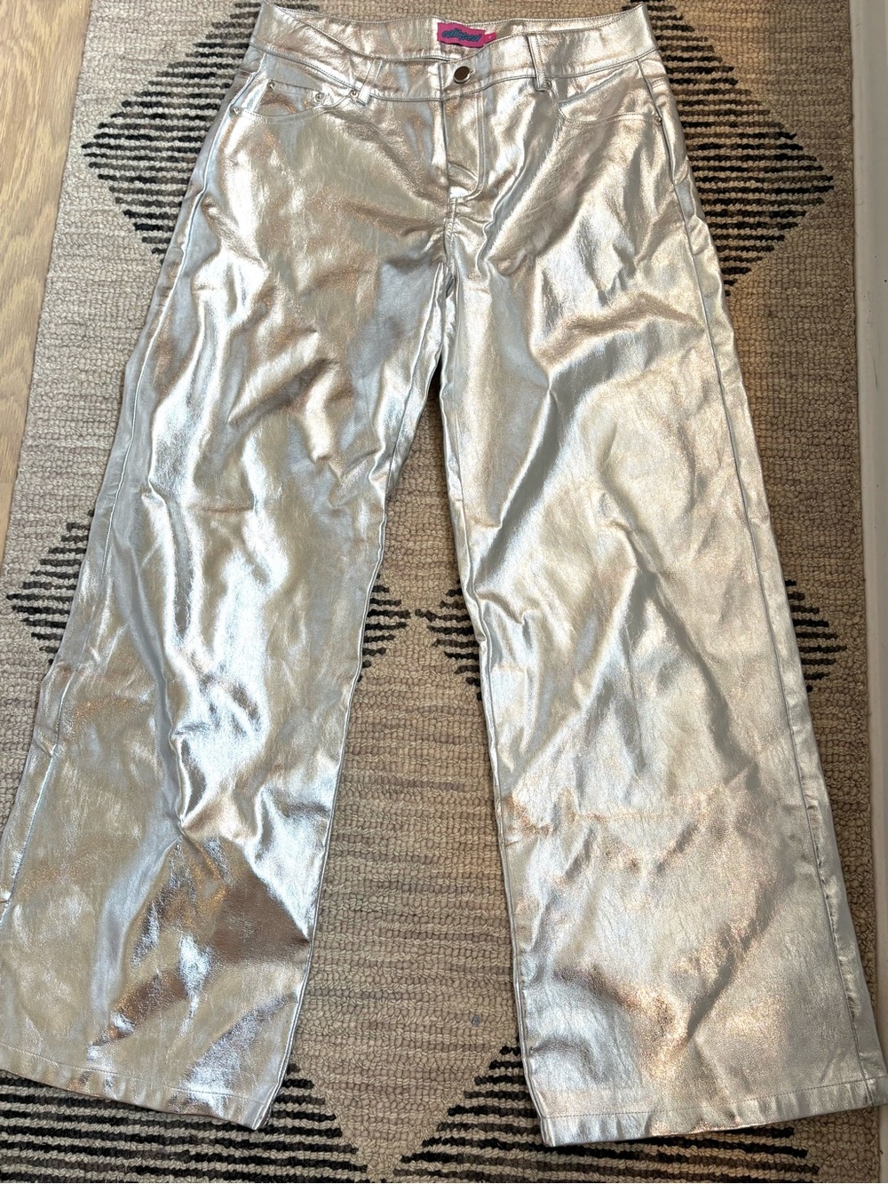 Edikted Silver Wide Leg Pants Sz M y2k costume indiesleaze
